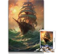 Rompecabezas para Adultos de 1000 Piezas: Velero en una tormenta, pasatiempo Tranquilo y satisfactorio, Juguete de Corte de precisión Entrelazado, tamaño 50x75cm