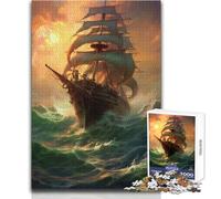 Rompecabezas para Adultos de 1000 Piezas: Velero en una tormenta, pasatiempo Tranquilo y satisfactorio, Juguete de Corte de precisión Entrelazado, tamaño 38x26cm