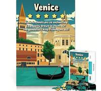 Rompecabezas para Adultos de 1000 Piezas Venecia Chiste Divertido Reseña Póster Borde Fino Artesanía Juego cognitivo Juguete Juego Relajante Juego Arte de Pared navideño (38x52cm)