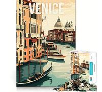 Rompecabezas para Adultos de 1000 Piezas Venecia, Italia, Canal, Góndola, Viaje, Arte de Borde Exacto, Juguete de Habilidad Creativa, Tiempo Acogedor, Juego, Pieza de Arte Navideña (38x26cm)