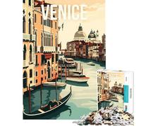 Rompecabezas para Adultos de 1000 Piezas Venecia Italia Canal Góndola Viaje Desafío de Inteligencia Cerebral Juguetes adictivos Juego práctico Difícil Regalo de cumpleaños (tamaño 38x52cm)