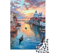 Rompecabezas para Adultos De 1000 Piezas Venice Sunset Gondola Ride Rompecabezas para Adolescentes Juego De Ingenio Decoración del Hogar Actividades Divertidas En Casa, 38x26cm/1000pcs