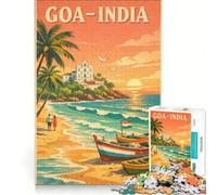 Rompecabezas para Adultos de 1000 Piezas: Viaje a Goa, India, Juego práctico, Actividades Familiares, Lista de Deseos con Papá Noel 38x26cm