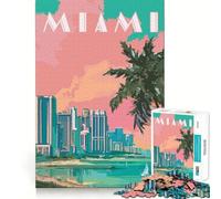 Rompecabezas para Adultos de 1000 Piezas Viaje a Miami, Arte de Bordes precisos, Juguete de Habilidad Creativa, Juego de Entretenimiento, Pieza de Arte navideña (50x75cm)