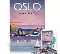 Rompecabezas para Adultos de 1000 Piezas Viaje a Oslo, diseño de Bordes Finos, Juego cognitivo, Juguete, Juego Relajante, decoración navideña para Pared (38x52cm)