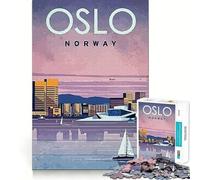 Rompecabezas para Adultos de 1000 Piezas Viaje a Oslo Juego de lógica con Piezas de Ajuste preciso Divertido y Acogedor Regalo Ideal para cumpleaños (38x26cm)