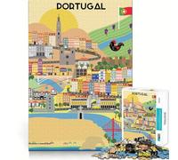 Rompecabezas para Adultos de 1000 Piezas Viaje a Portugal Arte de Corte preciso Juego cognitivo Juguete para Relajarse y divertirse Decoración navideña para la Pared (50x75cm)
