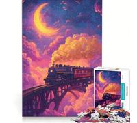 Rompecabezas para Adultos de 1000 Piezas Viaje en Tren a través de cielos de ensueño Juego práctico Divertido y con Humor Ideal para Decorar el Escritorio 38x52cm