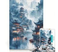 Rompecabezas para Adultos de 1000 Piezas: Viaje Vintage por el río de Japón, Juego práctico, Ideal para Pasar el Tiempo en casa, con póster y Hoja de Preguntas a Juego 38x52cm