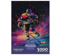 Rompecabezas para Adultos De 1000 Piezas Vibrant Ice Hockey Art Rompecabezas para Adultos Juegos De Relajación Regalo De Cumpleaños Regalos para Reducir El Estrés 52x38cm/1000pcs