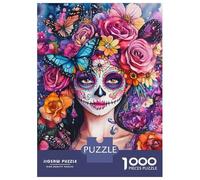 Rompecabezas para Adultos De 1000 Piezas Vibrant Sugar Skull Art Rompecabezas para Adultos Juegos Relajantes Desafío Difícil Actividades Divertidas En Casa 38x26cm/1000pcs
