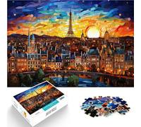 Rompecabezas para Adultos de 1000 Piezas Vidrieras de París, Francia Juego de Preguntas con Piezas de Formas aleatorias Que se entrelazan Completamente 38x26cm