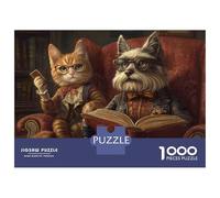 Rompecabezas para Adultos De 1000 Piezas Vintage Cat Reading Book Rompecabezas para Adultos Juego De Ingenio Regalo De Cumpleaños Desafío Educativo 70x50cm/1000pcs