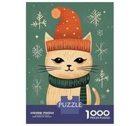 Rompecabezas para Adultos De 1000 Piezas Vintage Christmas Cat Rompecabezas para Adultos Juguetes Antiestrés Decoración Actividades Divertidas En Casa 70x50cm/1000pcs