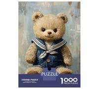 Rompecabezas para Adultos De 1000 Piezas Vintage Teddy Bear Art Rompecabezas para Adultos Juguete Decoración De Pared Carrera De Velocidad Manual 52x38cm/1000pcs