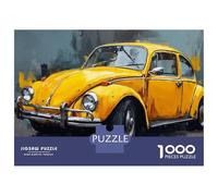 Rompecabezas para Adultos De 1000 Piezas Vintage Yellow Beetle Car Rompecabezas para Adolescentes Juego De Ingenio Decoración del Hogar Actividades Divertidas En Casa, 52x38cm/1000pcs
