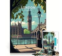 Rompecabezas para Adultos de 1000 Piezas Visita a Londres Juego de Ajuste preciso Juguete Inteligente para el Cerebro Tiempo Libre Regalo de cumpleaños para la Mente (38x26cm)