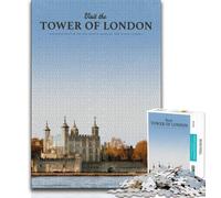 Rompecabezas para Adultos de 1000 Piezas: Visita la Torre de Londres ¡Disfruta de Tus Vacaciones en casa! Cada Pieza es única Juego Familiar desafiante y Divertido 38x26cm