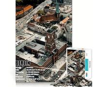 Rompecabezas para Adultos de 1000 Piezas,Vista aérea de la Ciudad de Berlín,Arte de Borde Premium,Rompecabezas de lógica,Juego para el Tiempo Libre,diversión,decoración navideña (38x52cm)