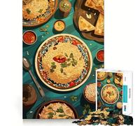 Rompecabezas para Adultos de 1000 Piezas Vista aérea de una disposición de Comida India Juego de Habilidad Mental de Corte Premium Diversión sin Preocupaciones Arte de Pared navideño (38x26cm)