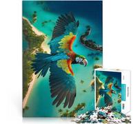 Rompecabezas para Adultos de 1000 Piezas Vista de guacamayos de Isla Tropical Juego Intelectual de Juguete Una Obra de Arte 38x26cm