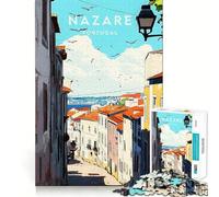 Rompecabezas para Adultos de 1000 Piezas,Vista de la Calle Nazaré,Portugal,Juego de Bordes Afilados,Juego de Habilidad Mental,Juego Tranquilo, (38x52cm)