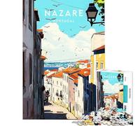 Rompecabezas para Adultos de 1000 Piezas Vista de la Calle Nazaré Portugal para Juego Educativo desafío Juguete Juego de ingenio Regalo de cumpleaños (tamaño 38x52cm)