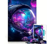 Rompecabezas para Adultos de 1000 Piezas Vista de un Astronauta del Mundo alienígena Arte de Corte Exacto Actividad Mental Divertido Juego para Relajarse Arte navideño para el hogar (38x26cm)