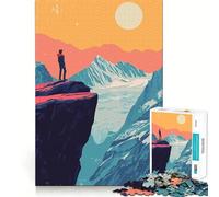 Rompecabezas para adultos de 1000 piezas Vista de un pico de montaña glaciar,ilustración minimalista de la naturaleza,arte de bordes precisos,ejercicio mental,juego y tranquilo,actividad de cumpleaños