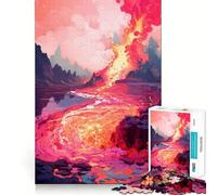 Rompecabezas para Adultos de 1000 Piezas Volcán de Lava,Arte pixelado,Borde, Juego de concentración Mental,Juego Lento,Divertido,Regalo de cumpleaños (38x52cm)