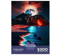 Rompecabezas para Adultos De 1000 Piezas Volcano Beach at Moonlight Rompecabezas para Adolescentes Juego Práctico Decoración del Hogar 52x38cm/1000pcs