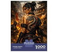 Rompecabezas para Adultos De 1000 Piezas Warrior Woman with Dragon Tattoo Rompecabezas para Adultos Juego De Ingenio Juego Divertido Y Humorístico Juego Desafiante Regalos 38x26cm/1000pcs