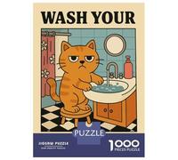 Rompecabezas para Adultos De 1000 Piezas Wash Your Dirty Paws Cat Art Rompecabezas para Adultos Juego Práctico Alivia El Estrés Desafío Educativo 70x50cm/1000pcs