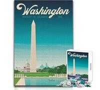 Rompecabezas para Adultos de 1000 Piezas, Washington DC Travel Poste, Juego desafiante, Juguetes, Regalos para Mujeres, Regalos de cumpleaños, tamaño 50x75cm