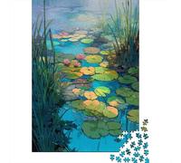 Rompecabezas para Adultos De 1000 Piezas Water Lily Pond Scene Rompecabezas para Adolescentes Juguetes Antiestrés Mejora La Memoria Gran Regalo para Jugar 52x38cm/1000pcs