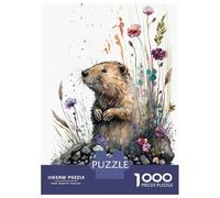 Rompecabezas para Adultos De 1000 Piezas Watercolor Beaver Rompecabezas Juguetes Antiestrés Una Obra De Arte Cumpleaños Y Navidad 52x38cm/1000pcs