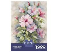 Rompecabezas para Adultos De 1000 Piezas Watercolor Hibiscus Bouquet Rompecabezas para Adultos Juguetes Antiestrés Decoración del Hogar Juego Desafiante Regalos 52x38cm/1000pcs