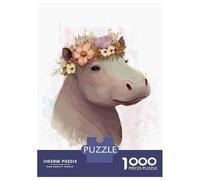 Rompecabezas para Adultos De 1000 Piezas Watercolor Hippopotamus Rompecabezas Juego De Ingenio Regalos para Mujeres Regalos De Juegos Desafiantes 38x26cm/1000pcs