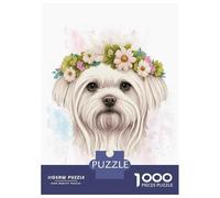 Rompecabezas para Adultos De 1000 Piezas Watercolor Maltese Dog Art Rompecabezas para Adolescentes Juego Familiar Carrera De Velocidad Manual Cumpleaños 52x38cm/1000pcs