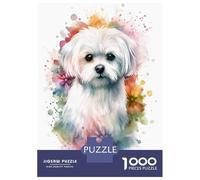 Rompecabezas para Adultos De 1000 Piezas Watercolor Maltese Dog Rompecabezas para Adultos Juguetes Antiestrés Regalos para Mujeres Juego Desafiante Regalos 70x50cm/1000pcs