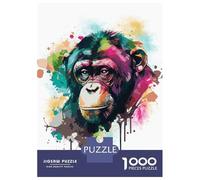Rompecabezas para Adultos De 1000 Piezas Watercolor Monkey Rompecabezas para Adultos Juegos Relajantes Decoración del Hogar Desafío Educativo 52x38cm/1000pcs