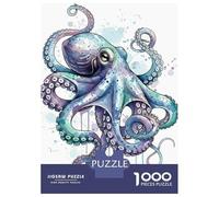 Rompecabezas para Adultos De 1000 Piezas Watercolor Octopus with Splashes Rompecabezas para Adultos Juguete Decoración De Pared Corte De Precisión 52x38cm/1000pcs