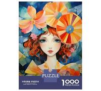 Rompecabezas para Adultos De 1000 Piezas Watercolor Portrait with Floral Accents Rompecabezas para Adolescentes Juguetes Antiestrés Mejora La Memoria Gran Regalo para Jugar 52x38cm/1000pcs