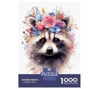 Rompecabezas para Adultos De 1000 Piezas Watercolor Raccoon Art Rompecabezas para Adultos Juego Familiar Pero Divertido Y Humorístico Cumpleaños 52x38cm/1000pcs