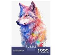 Rompecabezas para Adultos De 1000 Piezas Watercolor Wolf Painting Rompecabezas Antiestrés Juguetes Divertidos Y Humorísticos Actividades Divertidas En Casa, 70x50cm/1000pcs