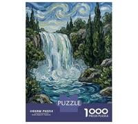 Rompecabezas Para Adultos De 1000 Piezas Waterfall Landscape Painting in Van Gogh Style Rompecabezas Para Adultos Juegos Relajantes Pero Divertidos Y Humorísticos Interacción Entre Padres E Hijos 38x2