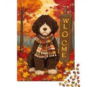 Rompecabezas para Adultos De 1000 Piezas Welcome Fall Dog Sign Rompecabezas Juego De Ingenio Regalos para Mujeres Cumpleaños Y Navidad 70x50cm/1000pcs