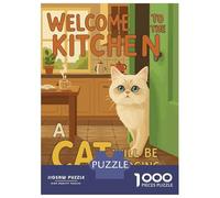 Rompecabezas para Adultos De 1000 Piezas Welcome to The Kitchen Cat Poster Rompecabezas para Adultos Juguetes Antiestrés Difícil Difícil Cumpleaños Y Navidad 38x26cm/1000pcs