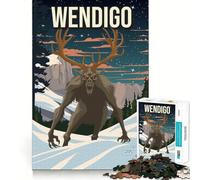 Rompecabezas para Adultos de 1000 Piezas, Wendigo, Cryptid, Arte de Terror, Juego de Ajuste preciso, Juguete Inteligente para el Cerebro, Tiempo Libre, Regalo de cumpleaños para la Mente (50x75cm)