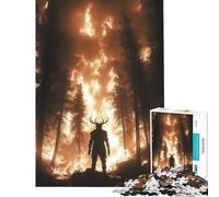 Rompecabezas para Adultos de 1000 Piezas Wendigo Forest Fire Guardian Juguetes de decoración para el hogar Corte de precisión cumpleaños (38x52cm)